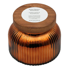 Better Homes & Gardens Scented Cotton 2-Wicks Ribbed Mecury Glass Jar Candle with Wooden Lid 18oz