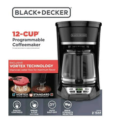 BLACK+DECKER Programmable 12-Cup Drip Coffee Maker with Custom Brew Strength, Black