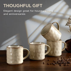 Vesteel Coffee Mug Set of 4, Ceramic Coffee Cups with Handles, 14oz Stoneware Mugs Set for Coffee Tea Milk, Wave Design Mug Gifts for Home Office Restaurant