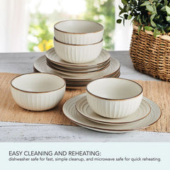 Pfaltzgraff Janelle 12 Piece Stoneware Dinnerware Set Beige