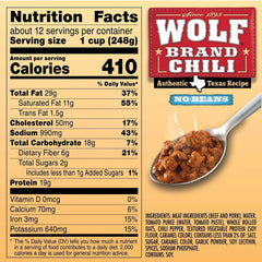 Wolf Brand "No Bean" Chili 106 oz. - USA MEGA SHOP