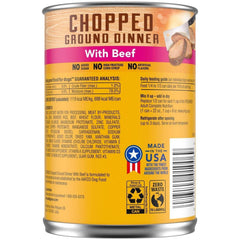 Pedigree Chopped Ground Dinner With Beef Adult Soft Wet Dog Food, (12) 22 oz Cans