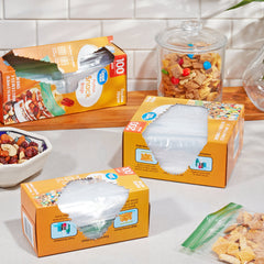 Great Value Fresh Seal Zipper Square Snack Bags, 100 Count