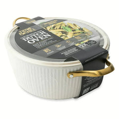Thyme & Table 5.5 QT Non-Stick Signature Ribbed Dutch Oven - White & Gold