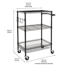 Hyper Tough 3-Tier New Multipurpose Rolling Cart, Black Color, 495lbs Load Capacity