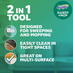 Swiffer Sweep & Mop Dry + Wet Floor Mopping and Sweeping Kit, 1 Device, 5 Dry Cloths, 3 Wet Cloths
