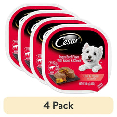 Cesar Loaf And Topper Angus Beef With Bacon And Cheese Wet Dog Food, 3.5 Oz Tray
