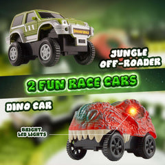 USA Toyz Dinosaur Dash Track 6 Dinosaurs LED Dino Car STEM Set Toy 225 Piece Tracks for Kids Ages 3+ - USA MEGA SHOP