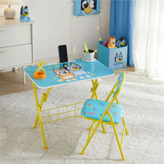 Bluey Kids' 2-piece Activity Desk and Chair Set, Blue/Yellow