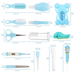 Baby Grooming Kit,13 in 1 Infant Safety Care Set with Hair Brush Comb Nail Clipper Nasal Aspirator,Baby Essentials Kit for Newborn Girls Boys-Blue Baby Grooming kit - USA MEGA SHOP