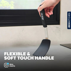 Jeexi Silicone Spatula Set, 2 Flexible Turners for Non-Stick Cookware, Heat Resistant Kitchen Spatulas Pack, Cooking, Frying and Flipping Utensils Non Scratch or Melting Flippers