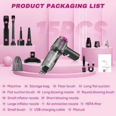 Saker 3-in-1 Car Vacuum Cleaner with 16000PA Powerful Suction, Cordless Handheld Vacuum Cleaner with Multi-Nozzles for Car, Home, Office, Pet
