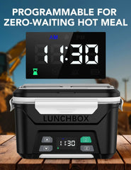Cordless Electric Lunch Box, Heated Lunch Box Battery Powered with Automatic Scheduled Heating, 5.5 Cups Capacity, with Removable Tray Divider, Dishwasher Safe, for Hot Meals Anywhere