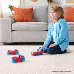 Marvel's Spidey and His Amazing Friends 8.5 inch Team Split Three-in-One Racer Play Vehicle with Web Dart Toddler Toy