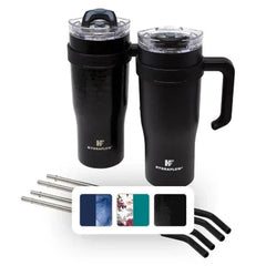Hydraflow 40-Ounce Double Wall Stainless Steel Tumbler with Handle, 2 Pack (Assorted Colors)