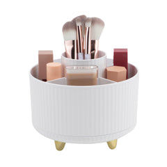 Organizador de belleza giratorio prémium con 5 compartimentos para fácil acceso