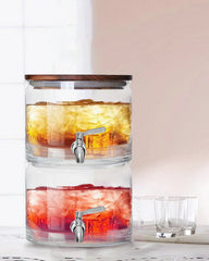 Better Homes & Gardens 240oz Stacking Glass Beverage Dispenser with Acacia Wood Lid