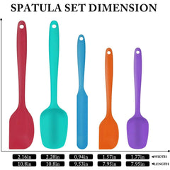 Food Grade Silicone Rubber Spatula Set, TAIMASI 5 Pcs Kithen Cooking Mixing Utensil Set, BPA-Free High Heat Resistant Non Stick Dishwasher Multicolor