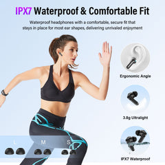 Touch Screen Wireless Earbuds, Bluetooth 5.4 Ear Buds with Multifunctional with ENC Noise Cancelling MicClear Calls Earphones, 48H Bass Stereo Headphones, IP7 Waterproof Headphones for Workout