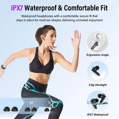 Touch Screen Wireless Earbuds, Bluetooth 5.4 Ear Buds with Multifunctional with ENC Noise Cancelling MicClear Calls Earphones, 48H Bass Stereo Headphones, IP7 Waterproof Headphones for Workout - USA MEGA SHOP