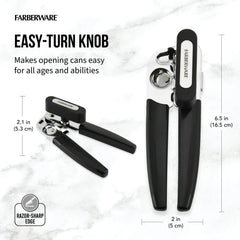 Farberware Pro Stainless Steel Portable Can Opener with Black Handle - USA MEGA SHOP