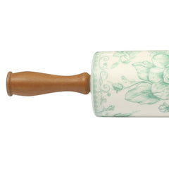The Pioneer Woman Agatha Ceramic Rolling Pin with Wood Handles, Green