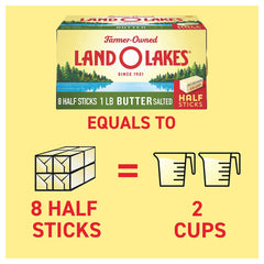 Land O Lakes Salted Butter in Half Sticks, 8 Half Sticks, 1 lb Pack