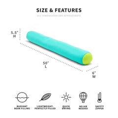 Big Joe Noodle No Inflation Needed Pool Float, Aqua/Green Double Sided Mesh, Quick Draining Fabric, Jumbo 4 feet