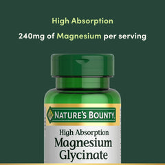 Nature’s Bounty High Absorption Magnesium Glycinate Supplement, 240 mg, Capsules, 60 Count