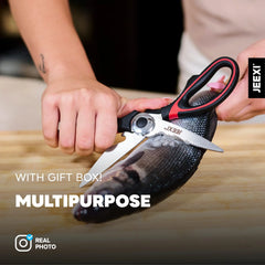 3 Pack Kitchen Scissors, Ultra-Sharp Premium Stainless Steel Heavy Duty Kitchen Shears & Multi Purpose Poultry Shears for Chicken, Poultry, Fish, Meat, Vegetables, Herbs, Bottle opener, Nuts Cracker