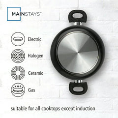 Mainstays Aluminum Black Non-Stick Coated 5QT Dutch Oven with Glass Lid Dishwasher Safe Easying Cleaing
