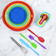 TINANA 26PCS Stainless Steel Mixing Bowls with Lids Set, Nesting Mixing Bowl Set with Non-Slip Bottom Graters Tools Gadgets, 7/4/3.5/2.5/2/1.5QT Metal Salad Bowls for Serving Prepping Baking
