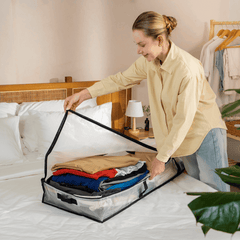 Mainstays Heavy Duty Clear Under-Bed Storage Bag with Handles, Zipper Closure, 42" x 18" x 6"