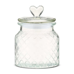 Clear Glass Jar with Lid and Heart-Shaped Knob, 6.25", Valentine's Day by Way To Celebrate