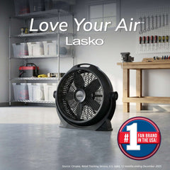 Lasko WindMachine 20" Large Floor Fan with Pivoting Head for Whole Room Cooling, Portable Indoor 3-Speed Air Circulator, Black, A20305