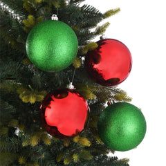 4-Count Red and Green Shatterproof Multi-Textured Christmas Ornaments, 5.9 in, by Holiday Time - USA MEGA SHOP