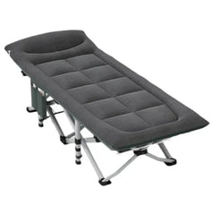 Portable Camping Cot for Adults, Comfortable Folding Bed with Cushion and Pillow, 450 lbs Capacity, for Outdoor Camping and Indoor Use (Dark Gray)
