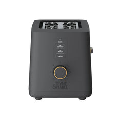 Thyme & Table 2-Slice Toaster, Extra-Wide Slots with Slide-Out Removable Crumb Tray, Slate Grey - USA MEGA SHOP