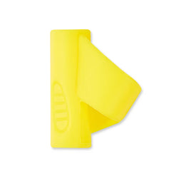 Single yellow silicone pencil grip with ridged texture