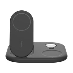 Belkin 3-in-1 MagSafe-Compatible Charger 15W, Foldable Qi2-Certified Wireless Charging Station - Black
