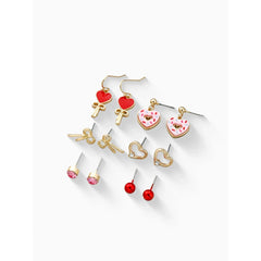 Way to Celebrate Valentine's Day Heart Motif Earrings, 6 Pairs