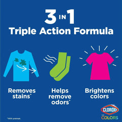 Clorox 2 for Colors Laundry Stain Remover and Color Booster Pods, Regular, 25.4 oz, 40 Count