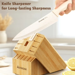 Astercook Knife Set, 17 Pieces Kitchen Knife Sets with Anti-Rust Coating & Built-in Sharpener, High Carbon German Stainless Steel Knives Block Sets, Dishwasher Safe, Perfect Holiday Gifts for Kitchen - USA MEGA SHOP