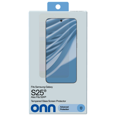onn. Glass Screen Protector for Samsung Galaxy S25 and Samsung Galaxy S24 with Easy Installation Box