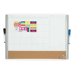 U Brands 17 x 23 in. 3-in-1 Dry Erase Calendar Whiteboard, White and Gray - USA MEGA SHOP