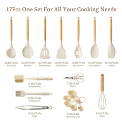 Carote 17-Piece Silicone and Wood Cooking Utensil Set, Heat-Resistant, Safe for Nonstick Cookware - USA MEGA SHOP