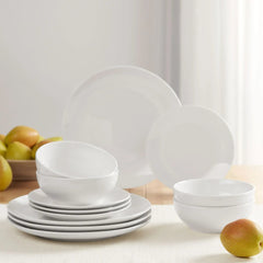 Mainstays Glazed White Stoneware Dinnerware Set, 12-Pieces