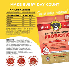Brutus Bone Broth Probiotic Meal Toppers for Dogs Mega Pack (Pork) - Pet Food Topper - Bone Broth Powder Fortified - Pet Safe Human Grade Dog Food Topper - Makes Up to 130 Liquid Oz - USA MEGA SHOP