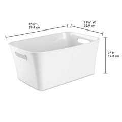 (3 pack) Mainstays Large White Plastic Storage Bin, 15.5 in x 11.4 in x 7 in - USA MEGA SHOP