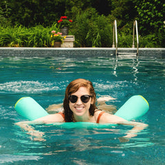 Big Joe Noodle No Inflation Needed Pool Float, Aqua/Green Double Sided Mesh, Quick Draining Fabric, Jumbo 4 feet